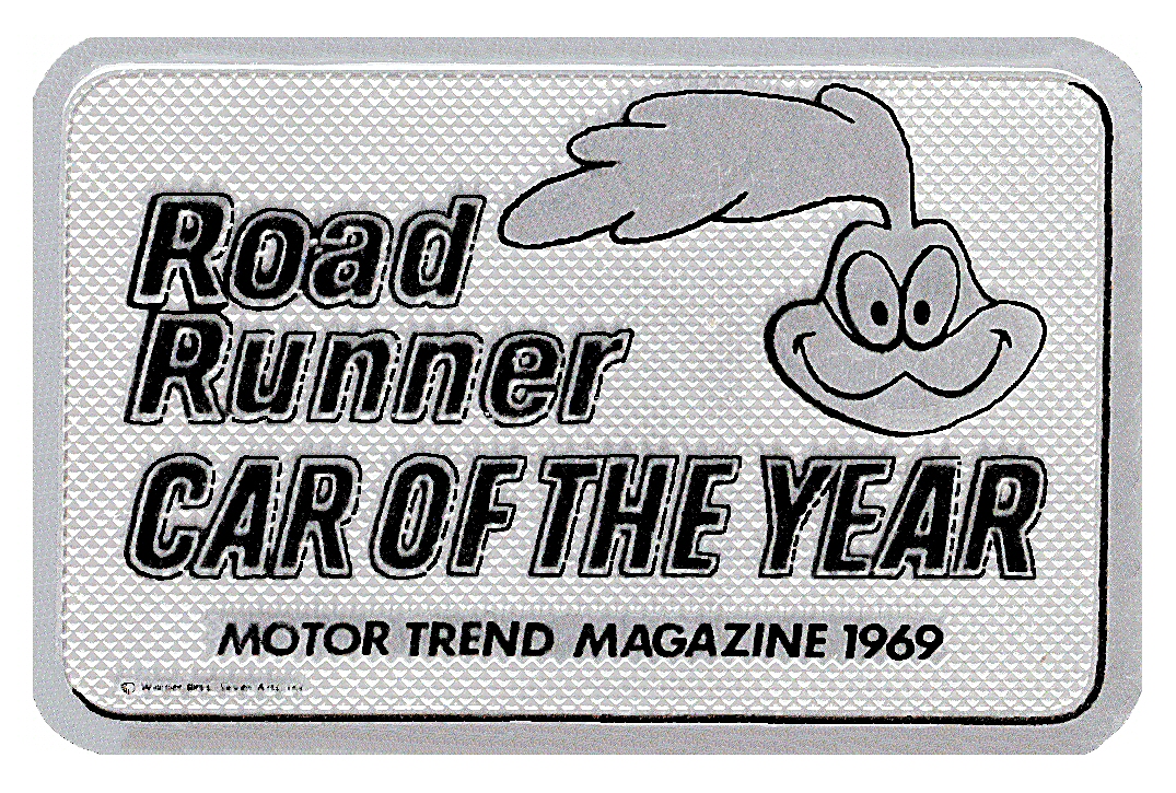 1969 Road Runner Motor Trend Magazine "Car Of The Year" Card