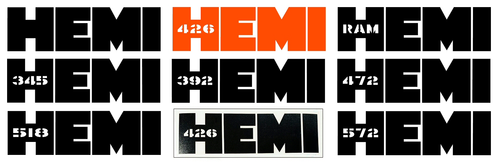 "426 Hemi" Custom Lettering Decal: Mopar, Chrysler, Plymouth, Dodge